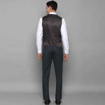 Men 3 Piece Grey Solid Suits With Double Sided Waist Coat