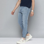 Men Blue Slim Fit Light Fade Stretchable Denim Joggers